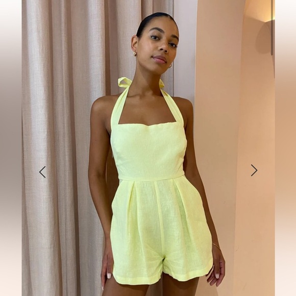NWT! Revolve X Rumer the Label Quinn Plain Playsuit In Lemonade. Medium. $111 - Picture 1 of 11